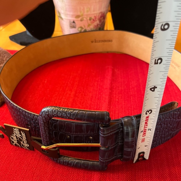 🐊GORGEOUS W KLEINBERG CROCODILE EMBOSSED BLUE BELT IN BLUE SIZE MEDIUM🐊 - Picture 4 of 12